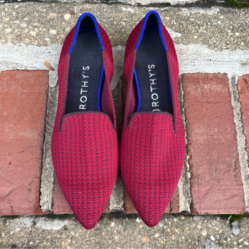 Rothy's RARE Limited Edition The Point Loafer Scarlet Tweed Red Flats Size 7.5 - Picture 2 of 9
